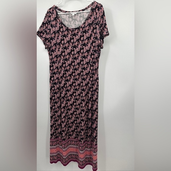 J. Jill Maxi Dress All Over Print Size Medium Rayon Stretch - Picture 1 of 4